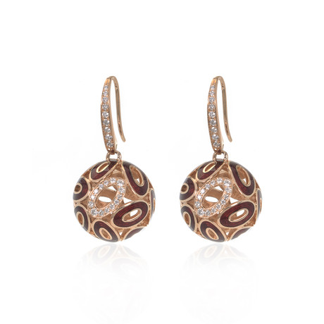 Victor Mayer 18k Rose Gold Enamel Diamond Earrings II