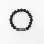 Agate + Kambaba Jasper Mix Bead Bracelet // Dark Green + Black + Gold