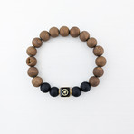 Electroplated Druzy Agate + Onyx Mix Bead Bracelet // Brown + Black + Gold