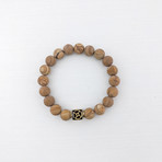 Wood Lace Bead Bracelet // Brown + Gold