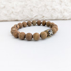 Wood Lace Bead Bracelet // Brown + Gold