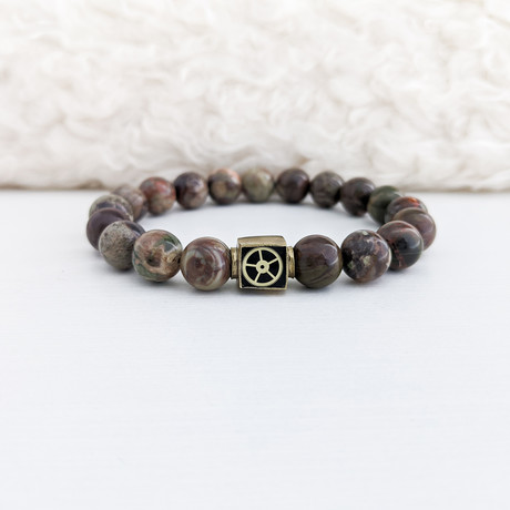 Ocean Jasper Bead Bracelet // Multicolor + Gold