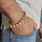 Wood Lace Bead Bracelet // Brown + Gold