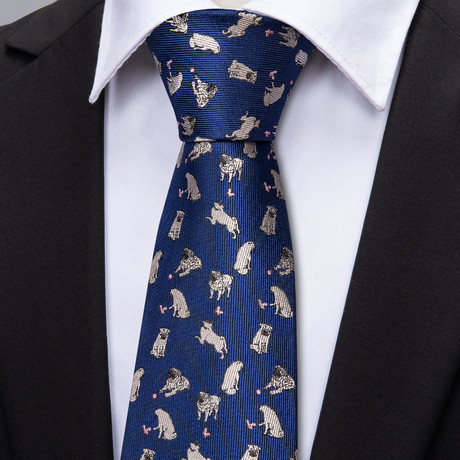 Pugs Silk Tie // Navy