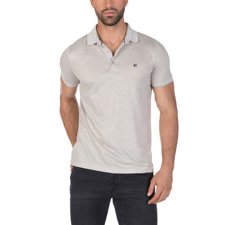 Euan Short-Sleeve Polo Shirt // Beige + White (XS)