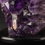 Amethyst Crystal Cluster + Calcite + Wooden Stand