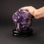 Amethyst Crystal Cluster + Calcite + Wooden Stand