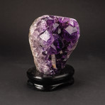 Amethyst Crystal Cluster + Calcite + Wooden Stand