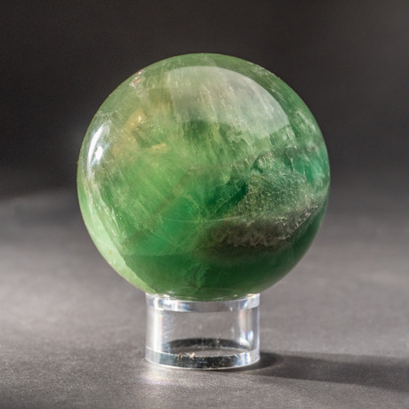 Green Fluorite Sphere + Acrylic Display Stand