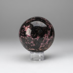 Imperial Rhodonite Sphere + Acrylic Display Stand