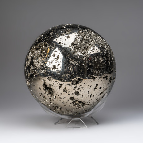 Large Pyrite Sphere + Acrylic Display Stand