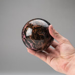 Imperial Rhodonite Sphere + Acrylic Display Stand