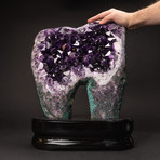 Large // Amethyst Clustered Geode + Wooden Stand