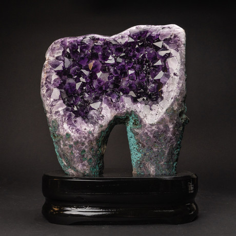 Large // Amethyst Clustered Geode + Wooden Stand