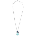 Chanel 18k White Gold Aquamarine + Sapphire Necklace // Pre-Owned