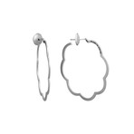 Chanel 18k White Gold Camellia Hoop Earrings // Pre-Owned
