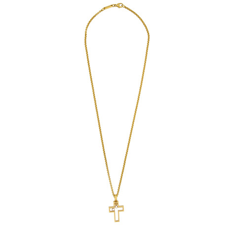 Chopard 18k Yellow Gold Diamond + Sapphire Cross Necklace // Pre-Owned