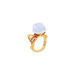 Dior 18k Yellow Gold Pré Catelan Blue Chalcedony + Diamond Ring // Ring Size: 7.25 // Pre-Owned