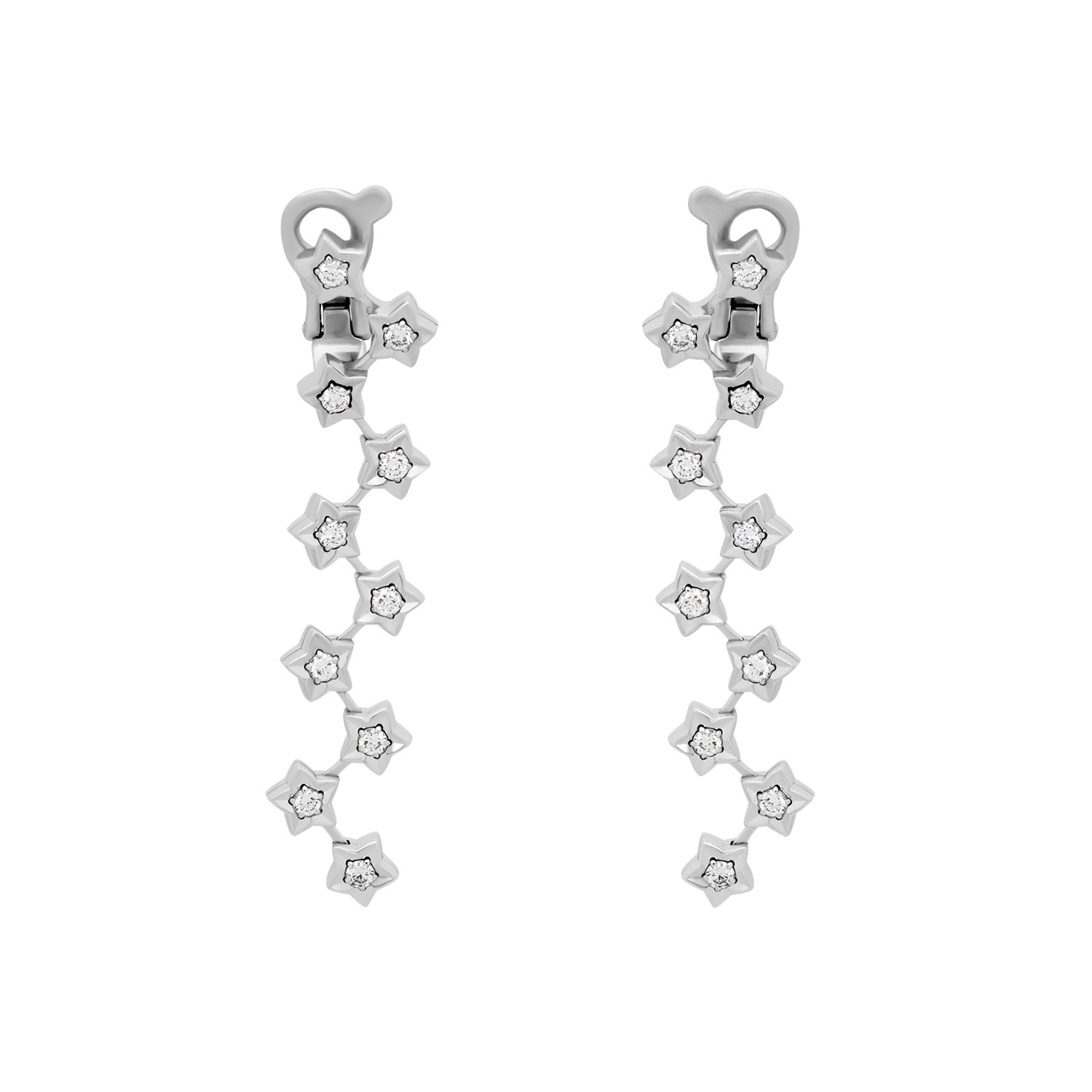 Chanel 18k White Gold Diamond Star Drop Earrings Pre Owned Luxury Jewelry Touch Of Modern