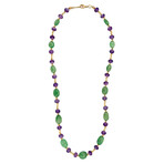 Noblesse Oblige 18k Yellow Gold Green Tourmaline + Amethyst Necklace // Pre-Owned