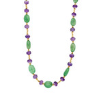 Noblesse Oblige 18k Yellow Gold Green Tourmaline + Amethyst Necklace // Pre-Owned