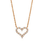 Tiffany & Co. 18k Rose Gold Diamond Small Heart Pendant Necklace // Pre-Owned