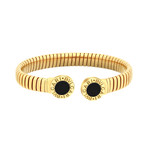 Bulgari 18k Yellow Gold Tubogas Onyx Bracelet // Pre-Owned