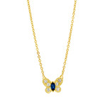 Van Cleef & Arpels 18k Yellow Gold Diamond + Sapphire Butterfly Necklace // Pre-Owned