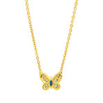 Van Cleef & Arpels 18k Yellow Gold Diamond + Sapphire Butterfly Necklace // Pre-Owned