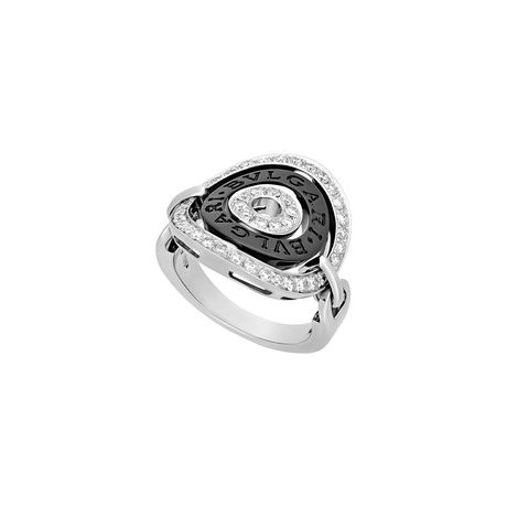 Bulgari 18k White Gold + Ceramic Diamond Ring // Ring Size: 7 // Pre-Owned