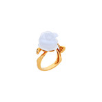 Dior 18k Yellow Gold Pré Catelan Blue Chalcedony + Diamond Ring // Ring Size: 7.25 // Pre-Owned