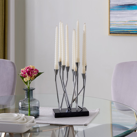 Contemporary 9-Stand Candelabra // Chrome