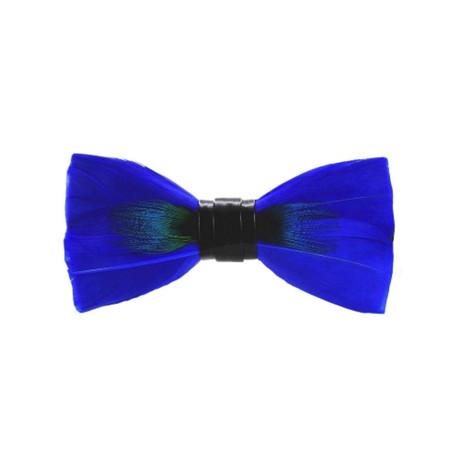 Peacock Feather Bow Tie // Blue