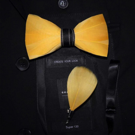 Feather Bow Tie // Yellow