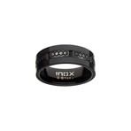 Antiqued Stainless Steel + Carbon Fiber Ring // Black (Size 9)