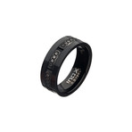 Antiqued Stainless Steel + Carbon Fiber Ring // Black (Size 9)