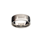 Matte Stainless Steel + Polished Accent Notch Ring // Silver (Size 9)