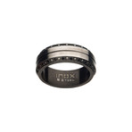 Stainless Steel Center Ridge Ring // Black (Size 9)