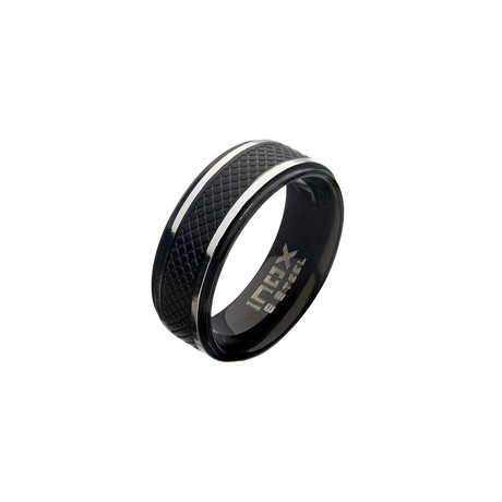 Matte Stainless Steel Quilt Ring // Black (Size 9)