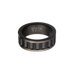 Stainless Steel Ridge Inlay Ring // Black (Size 9)