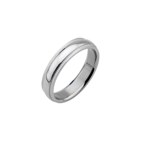 Groove Edge Wedding Band Ring // Silver (Size 9)