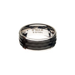 Stainless Steel Hammered Inlay Ring // Silver (Size 9)