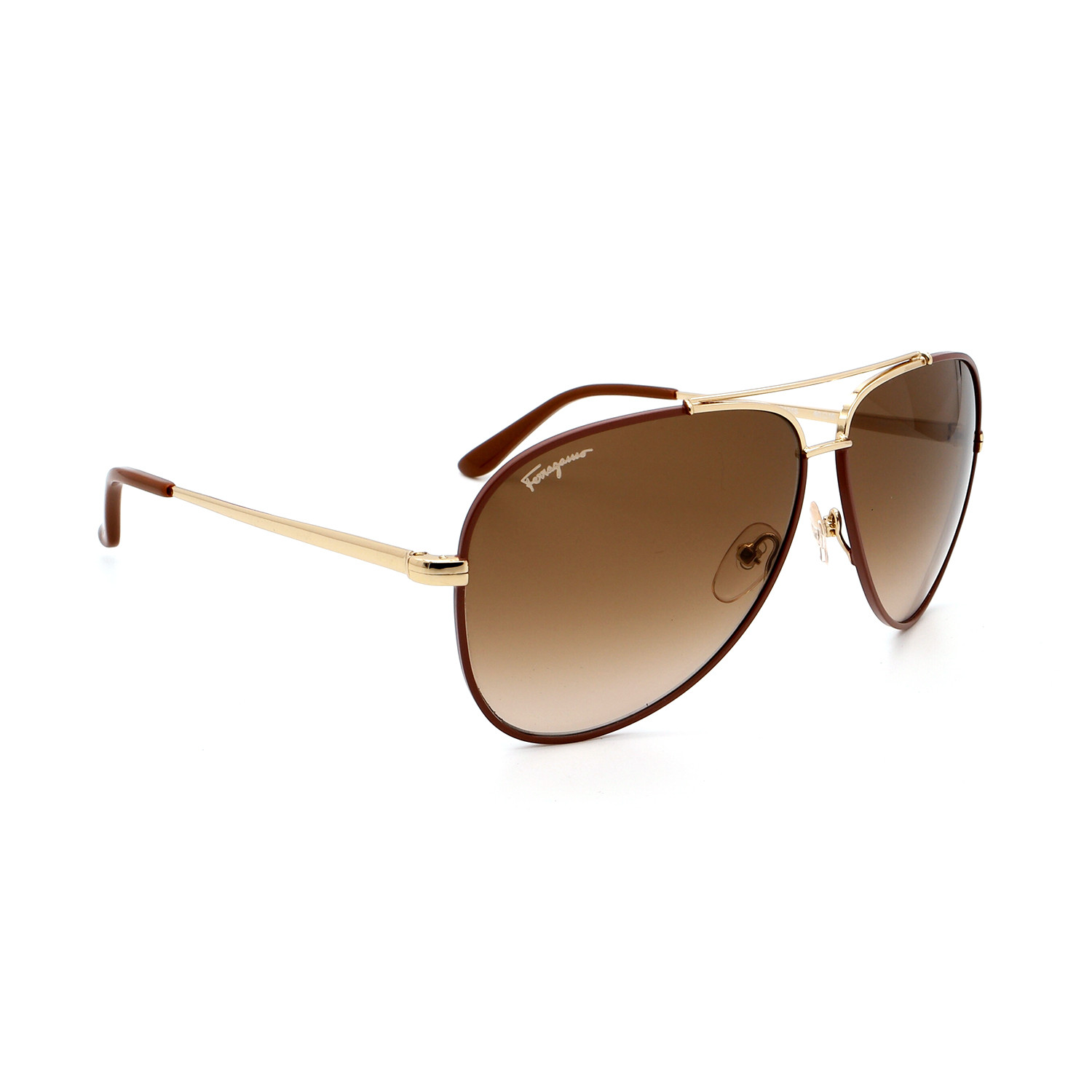 Unisex Aviator Sunglasses Shiny Gold Brown Salvatore Ferragamo Touch Of Modern