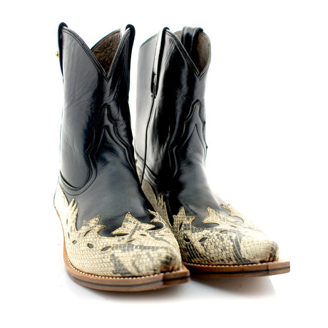 Black Calf Snake Embossed Cowboy Boots // Black (US: 7)