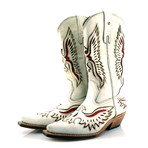 White Rustic + Red Touches Cowboy Boots // White (US: 10.5)