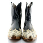 Black Calf Snake Embossed Cowboy Boots // Black (US: 10)