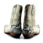 Half Snake Embossed Calf Cowboy Boots // Snake + Beige (US: 10.5)