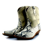 Half Snake Embossed Calf Cowboy Boots // Snake + Beige (US: 10.5)