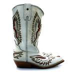 White Rustic + Red Touches Cowboy Boots // White (US: 10.5)