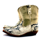 Half Snake Embossed Calf Cowboy Boots // Snake + Beige (US: 10.5)